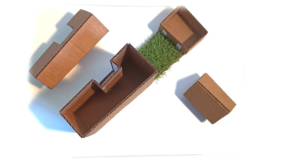 Maquette de principe vue de dessus, avec le jardin