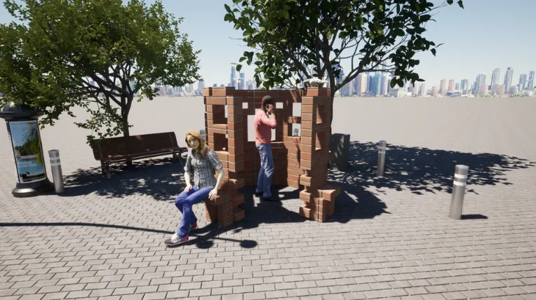 Le kiosque de face, avec ses assises