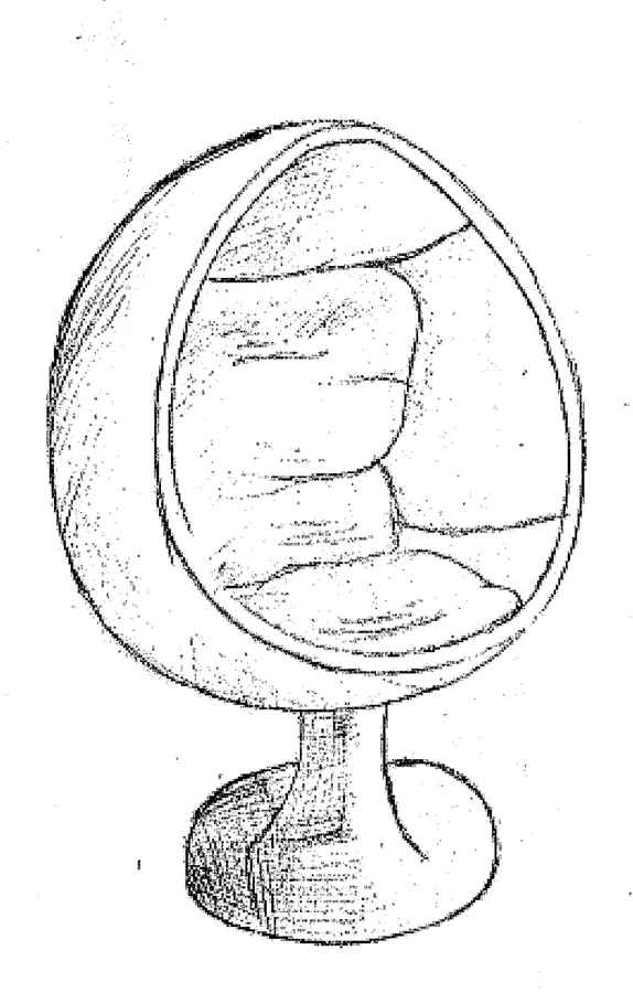 Fauteuil boule, hachures fines