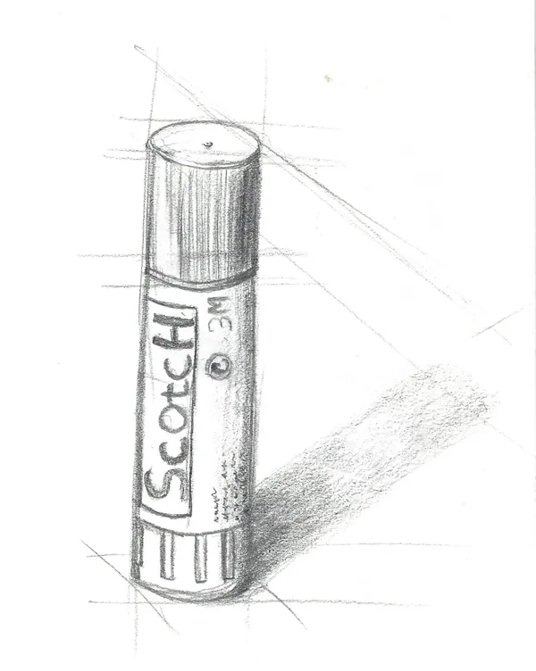 Bâton de colle, étude au graphite