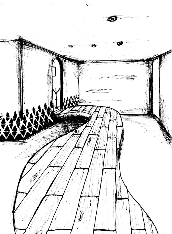 Maison Versace, allée en parquet