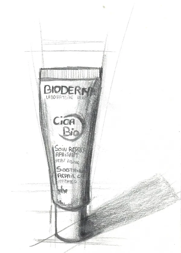 Tube de crème, étude au graphite
