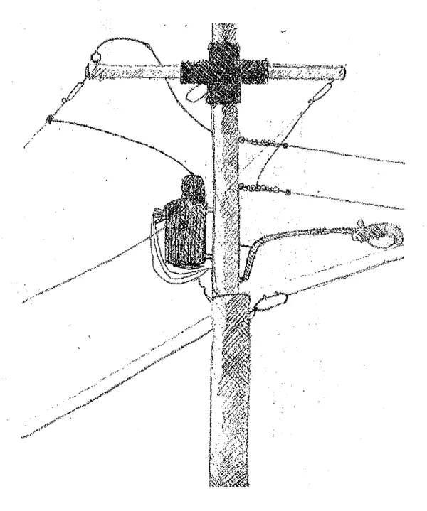 Poteau électrique et ses câbles