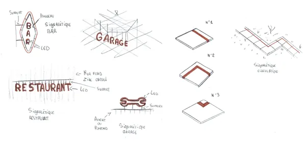 Mirage, recherches de signalétique